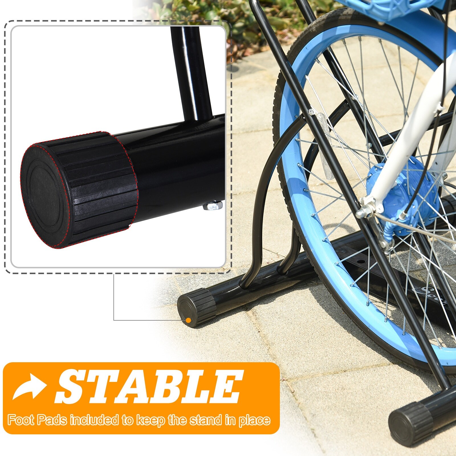Soozier 2 Bike Floor Stand Storage Parking Rack with Stable Strong Steel Frame Double Sided Design All Around Use Black