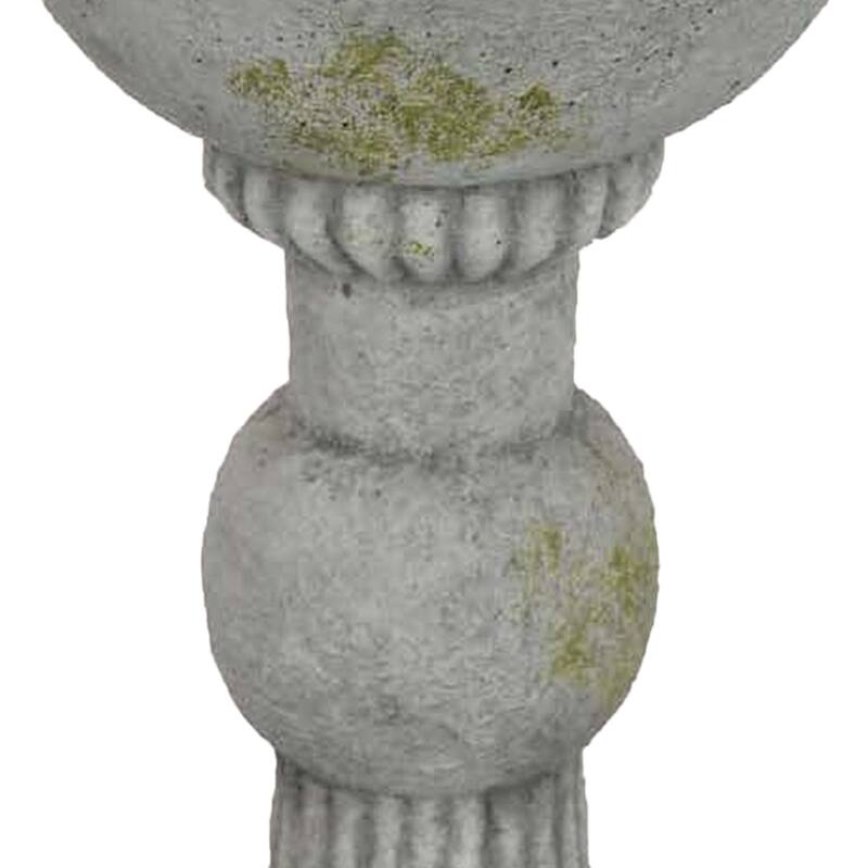 Ivina Bird Bath Feeder, Gray and Green, Cute Decorative, 16 Inch