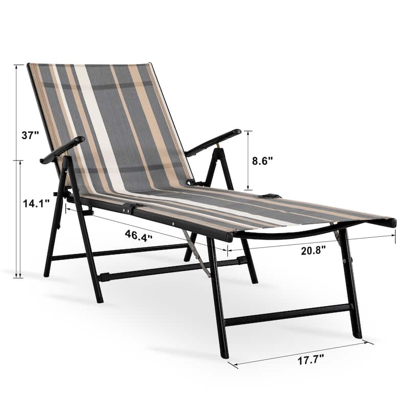 Nuu Garden Outdoor Folding Chaise Lounge with Adjustable Backrest