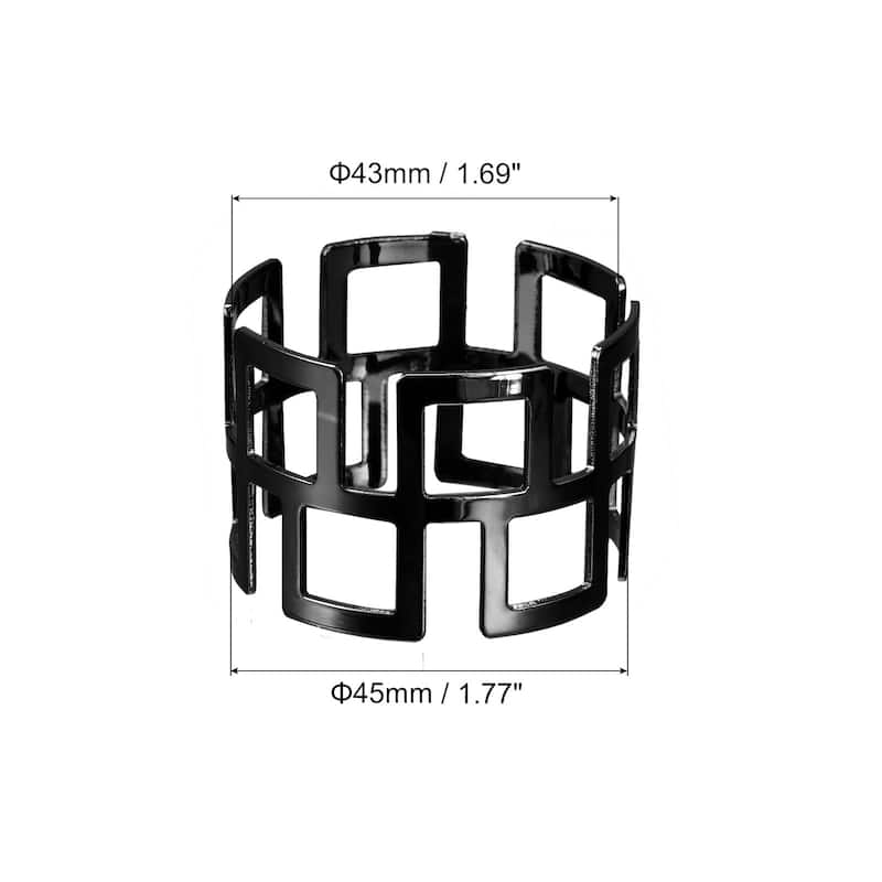 Metal Napkin Rings, 4pcs Hollow Cut Napkin Ring Holder Set, Black - 43mm