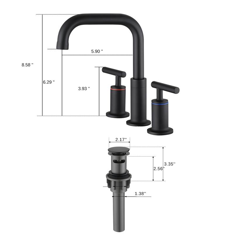 2 Handle 360° Swivel Bathroom Sink Faucet with Pop Up Drain and Honeycomb Aerator, Anti Corrosion, Anti Rust, Anti Splash