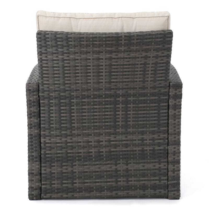 Sanger Outdoor 7 Seater Wicker Chat Set with a Fire Pit by Christopher Knight Home