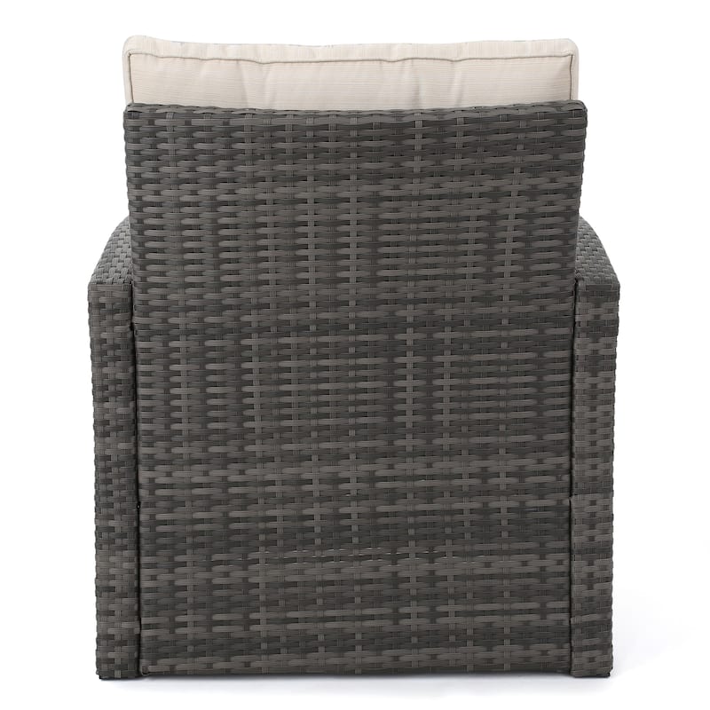Sanger Wicker Outdoor Club Chairs with Cushions by Christopher Knight Home
