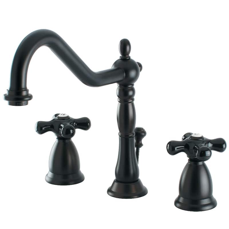 Kingston Brass Heritage Onyx Widespread Bathroom Faucet - Free Pop Up - Oil Rubbed Bronze