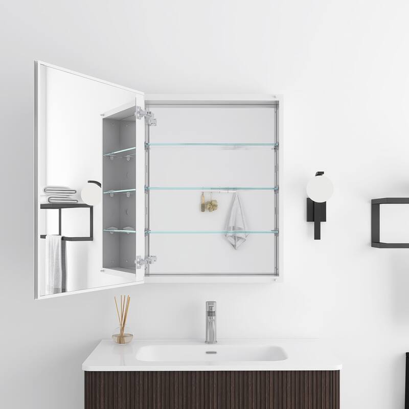 Rectangular Aluminum Medicine Cabinet with Mirror