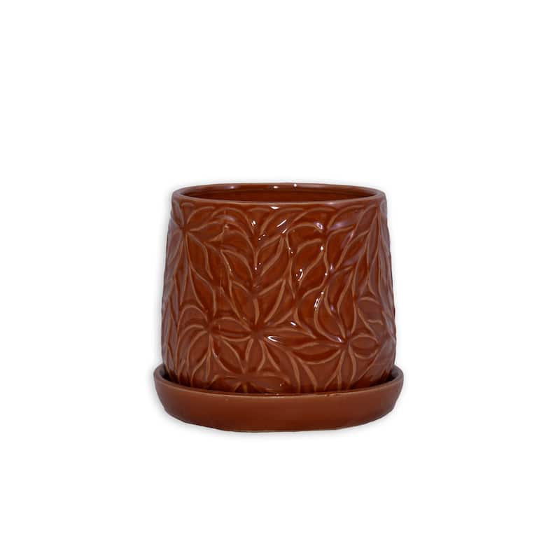 2 Pieces Ceramic Planter Pot, Modern Indoor Outdoor Flowerpot for Patio, Garden, or Windowsills
