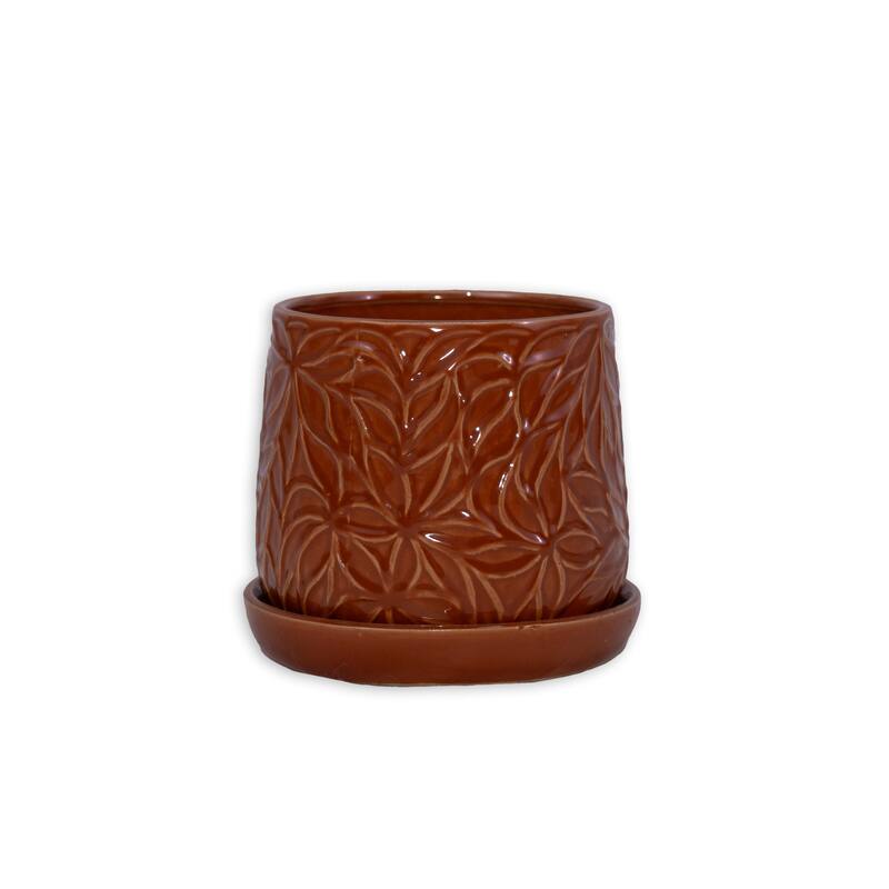 Ceramic Planters with Drainage Hole - Frost Proof Indoor Outdoor Flower Pots, 2pc
