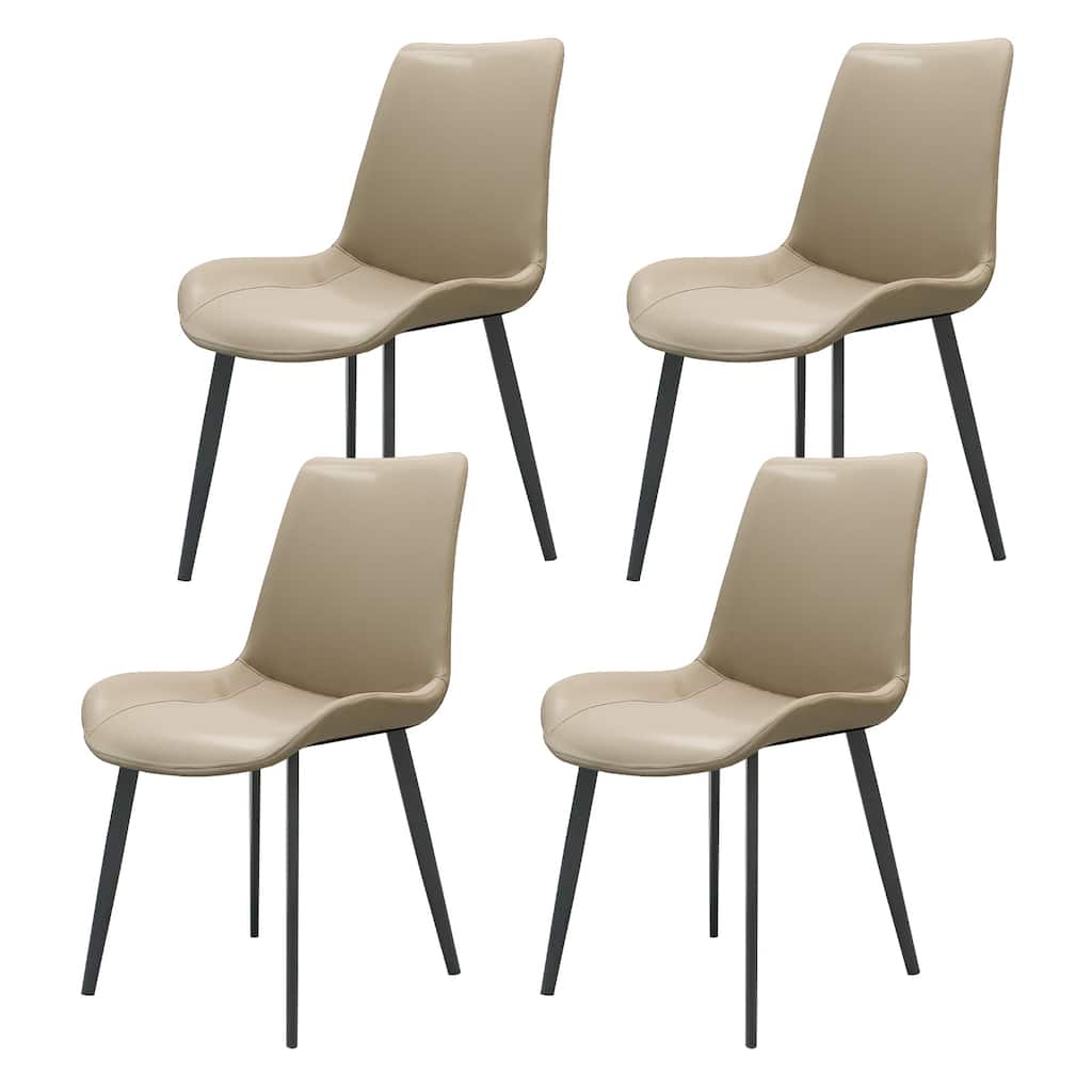 PU Leather Dining Chair with Metal Legs, Modern Upholstered Chair Set of 4 for Kitchen, Restaurant, Living, Meeting Room