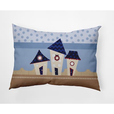 Coastal Houses Christmas Soft Spun Polyester Decorative Throw Pillow