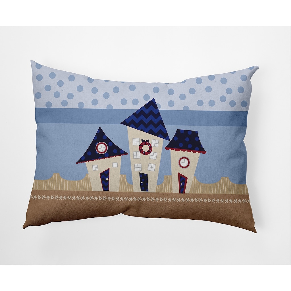 Coastal Houses Christmas Soft Spun Polyester Decorative Throw Pillow