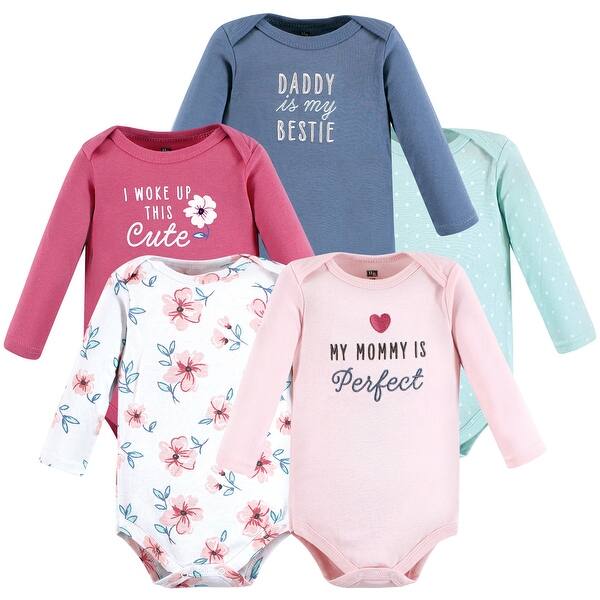 slide 1 of 1, Hudson Baby Infant Girl Cotton Long-Sleeve Bodysuits, Perfect Mommy 0-3 Months - Perfect Mommy 5-Pack