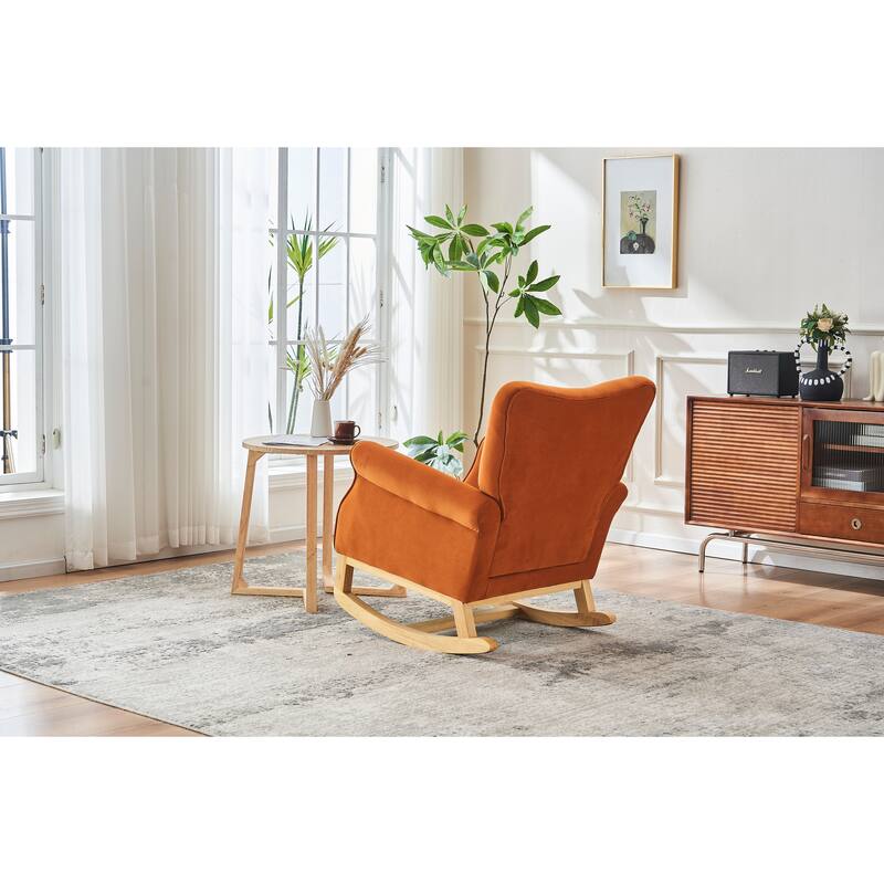 Velvet Nursery Rocking Chair with High Back