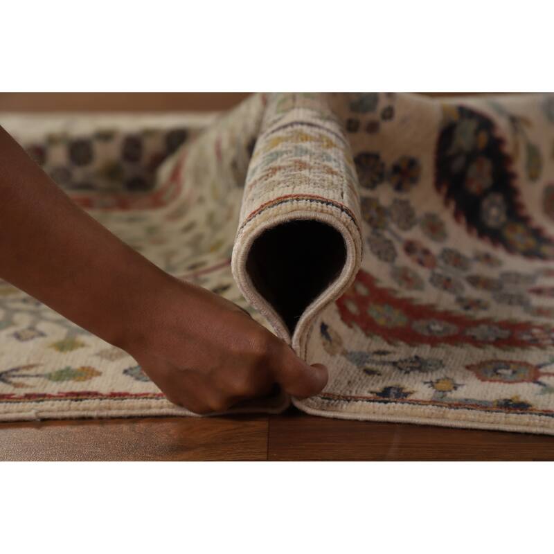 Hand Knotted Oriental 100% Wool Carpet Traditional All-Over Beige & Ivories Ziegler Area Rug - 6' 7'' X 5' 0''