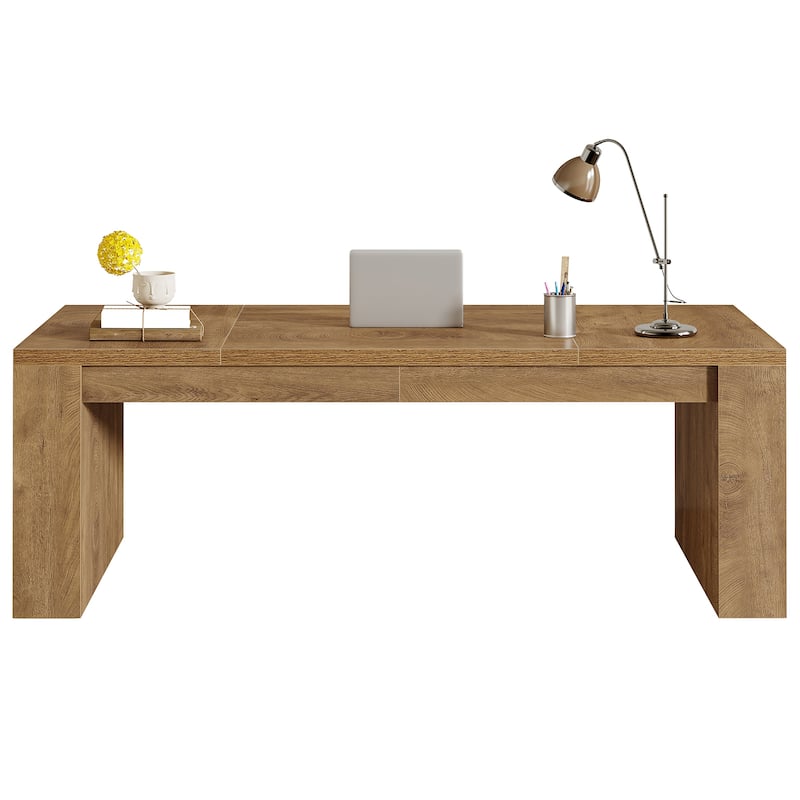 70.9-Inch Wooden Computer Desk, Large Farmhouse Executive Office Desk