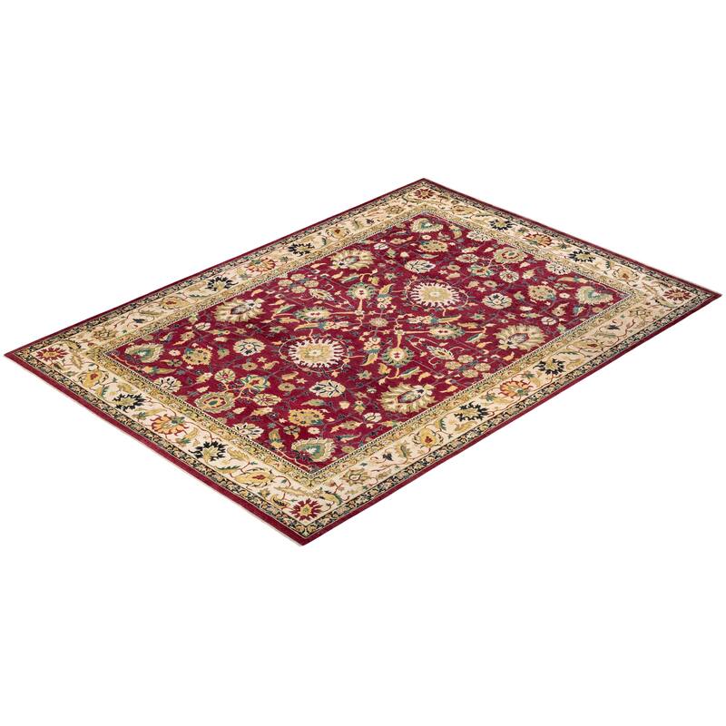 Overton Hand Knotted Wool Vintage Inspired Traditional Mogul Red Area Rug - 10' 1" x 14' 5"