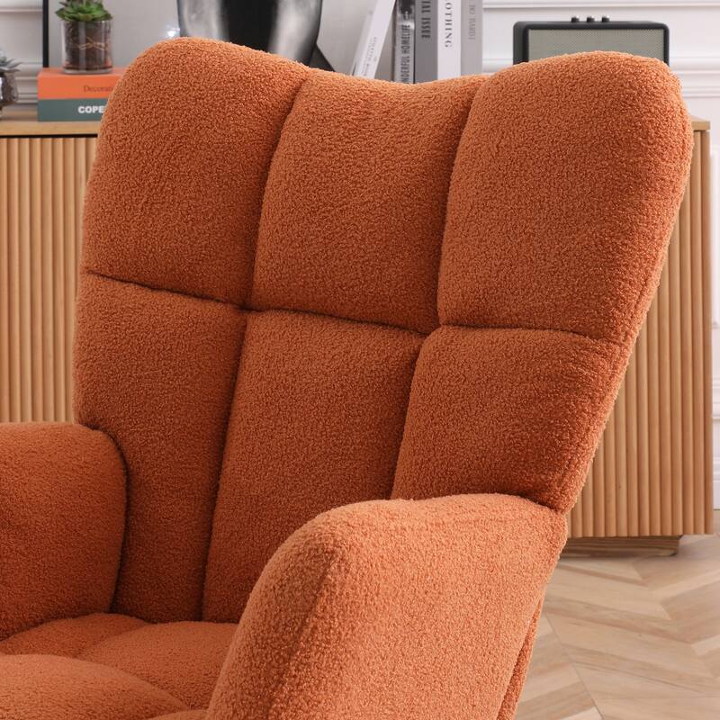 Teddy Upholstered Rocking Chair with High Backrest