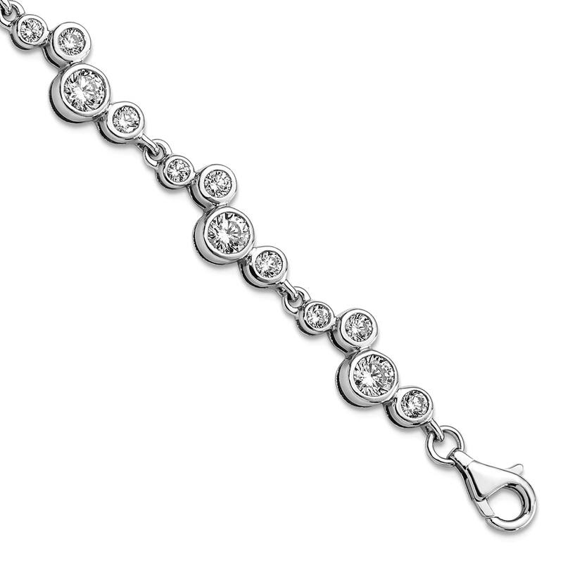 Curata 925 Sterling Silver 7.5" CZ Cubic Zirconia Bubbles Bracelet