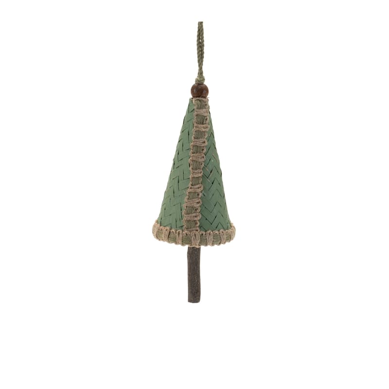 Woven Bamboo Pine Christmas Tree Ornaments - 9.25" - 4ct