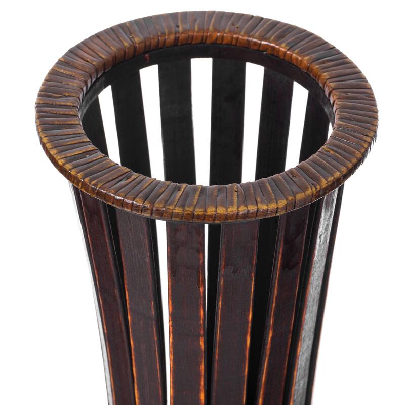 Antique Trumpet Style Brown Bamboo Floor Vase - 36-inch-Tall Decorative Vase for Entryway or Living Room, Vintage-Inspired Decor