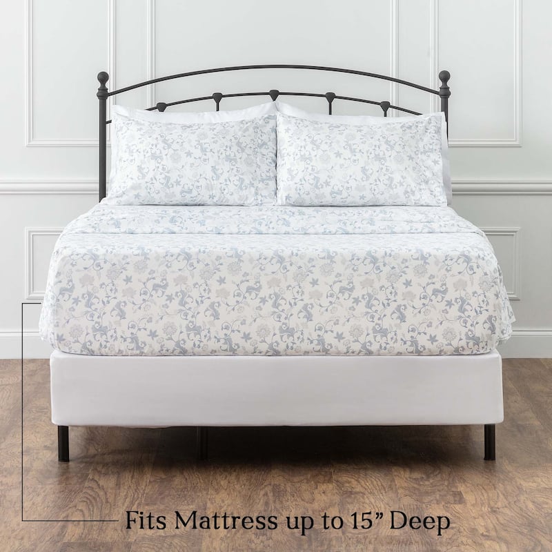 Chanasya Elegant Floral Print Ultra Soft Microfiber Sheet Set