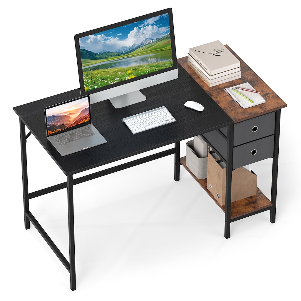 Gymax 48'' Computer Desk w/ 2 Fabric Drawers Open Storage Shelf for