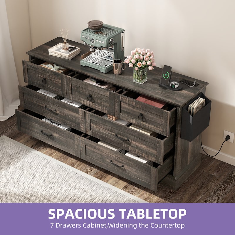 Moasis 7 Drawers Dresser Chest of Drawers Storage Organizer For Bedroom