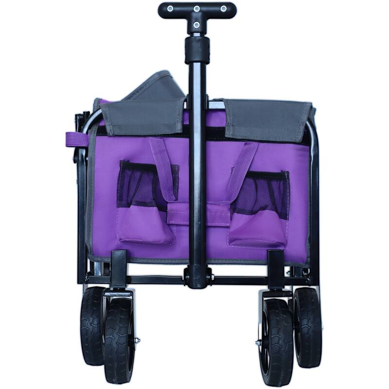 All-In-One Convertible Folding Camping Wagon Cart: Bench Seat, Storage Compartment & Included Dog Tether