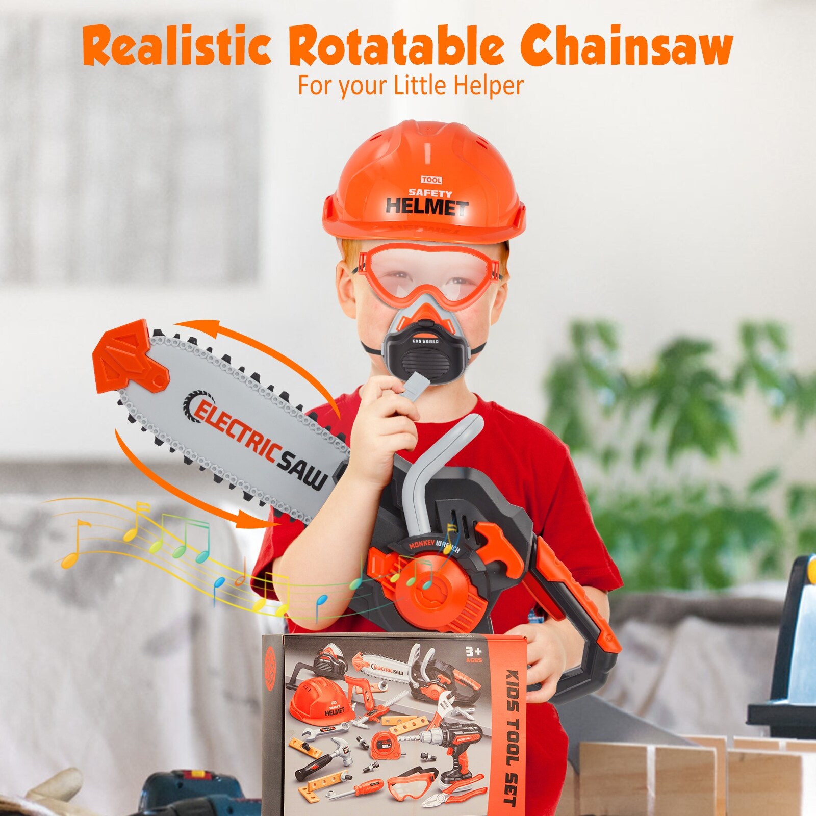 Kids Tool Set, 35PCS Toddler Tool Set with Electronic Toy Chainsaw