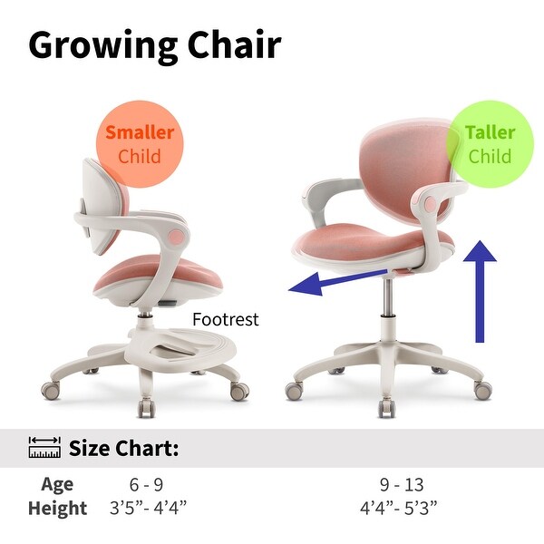 Ergonomic Kids Desk Chair with Rotating Footrest | Growing