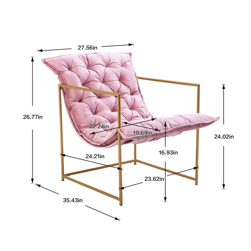 Italy shine velvet Upholstered Tufted Armchair With Golden Legs