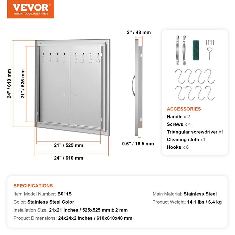VEVOR Stainless Steel Double Kitchen Access Doors