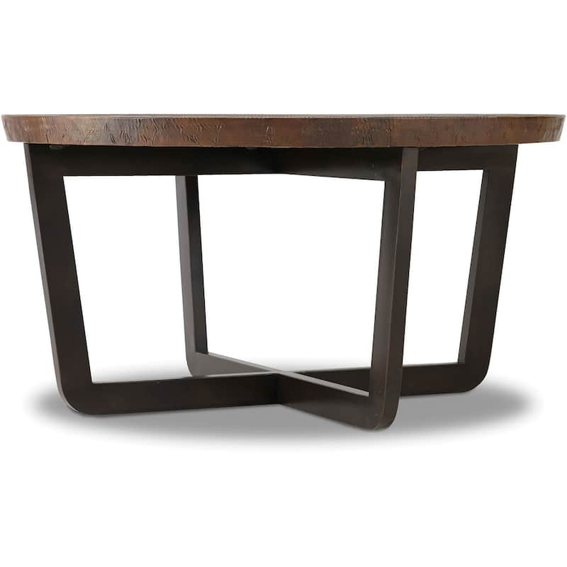 Hooker Furniture 35 Inch Diameter Aged Copper Coffee Table from the - Copper with Dark Metal
