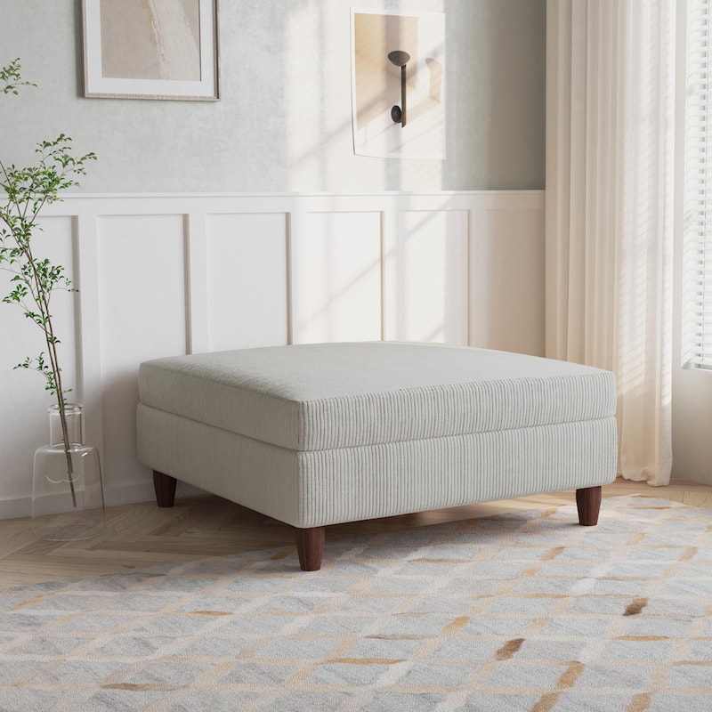 Corduroy Accent Chair with Ottoman Modular Couch Sectional Sofa - Ottoman - Sea Salt Grey/Ottoman