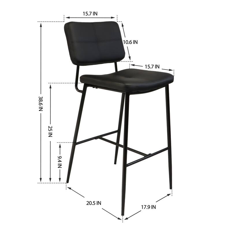 Bar Stools Set of 2, Hight Back Stool Upholstered Counter Chair Heavy Duty Steel Frame Pub