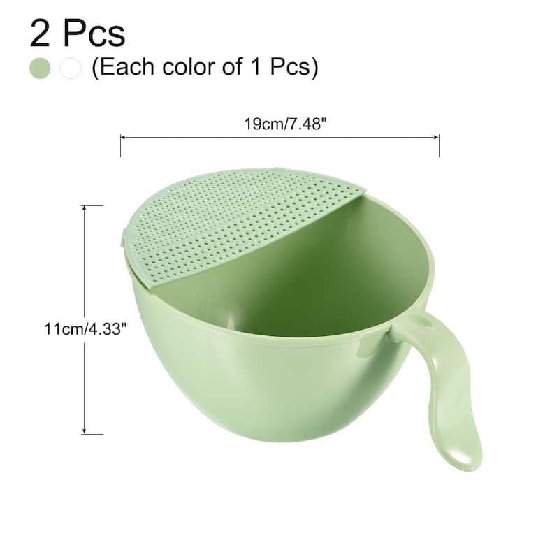 Rice Washing Bowl Fruit Vegetable Colander Drain Basket 2PCS - 23.5 x 19 x 11cm
