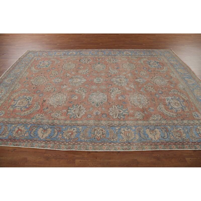 Traditional Tabriz Persian Vintage Rug Handmade Oriental Wool Carpet - 7'4"x 10'7"