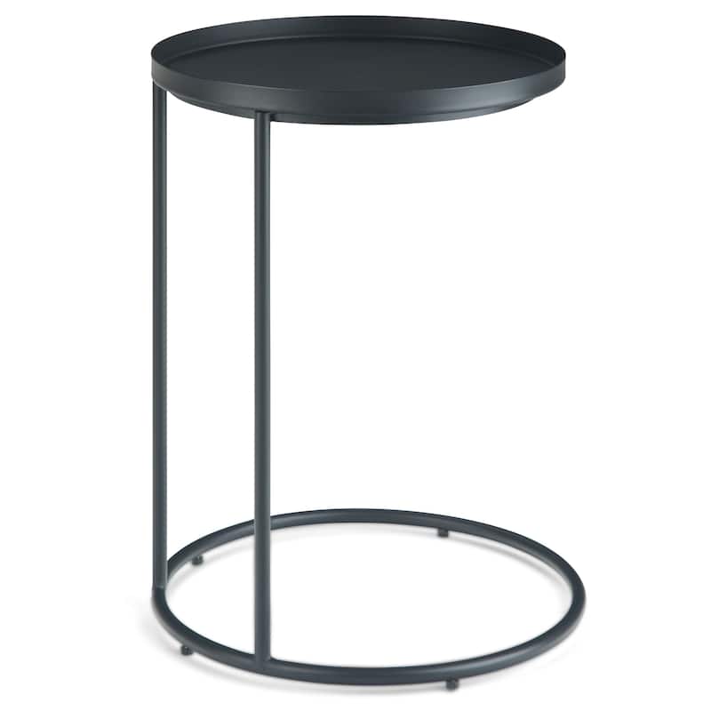 WYNDENHALL Lipton Industrial 18 inch Wide Metal Accent Side Table in Black, Fully Assembled - 18" dia. x 23" h