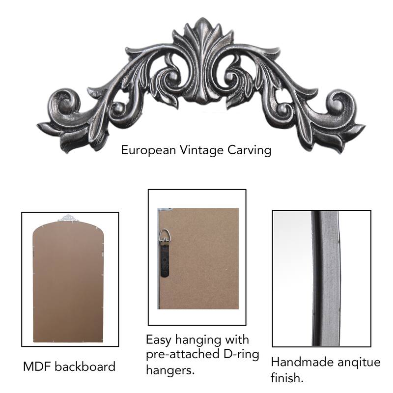 36x66 Inch Ornate Arch Full Length Mirror Oversized Wall Mirror