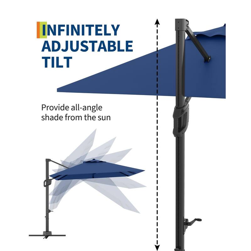 Coromose 10' x 10' Heavy Duty Cantilever Patio Umbrella, with 360-Degree Rotation