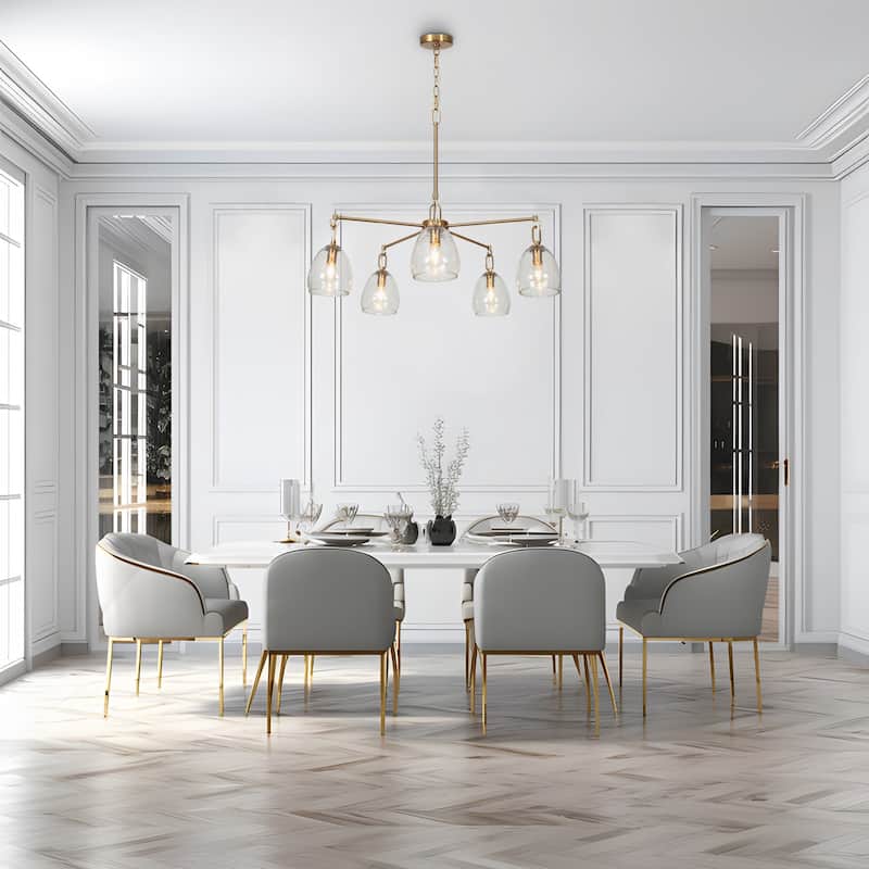 Blobfish Modern Gold 5-Light Cluster Glass Chandelier Wheel Ceiling Light for Living Room - D28.7"* H24.8"
