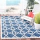 SAFAVIEH Courtyard Lawanda Trellis Indoor/ Outdoor Waterproof Patio Backyard Rug - 2'7" x 5' - Navy/Beige