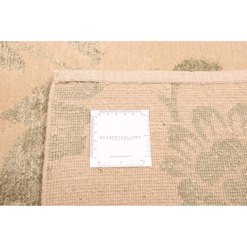 ECARPETGALLERY Hand-knotted Opulence Khaki Silk, Wool Rug - 8'0 x 10'0