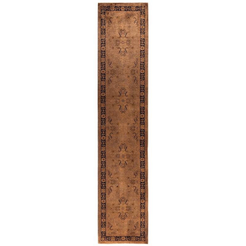Overdyed One-of-a-Kind Hand-Knotted Area Rug - Brown - 2' 7" x 12' 7"