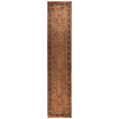 Overdyed One-of-a-Kind Hand-Knotted Area Rug - Brown - 2' 7" x 12' 7"