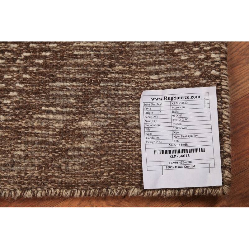 Geometric Moroccan Indian Accent Rug Handmade Wool Carpet - 2'0"x 3'0"