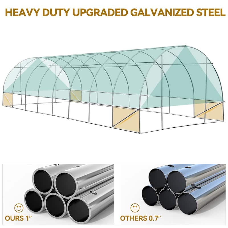 Heavy-duty 26'x10'x7' Greenhouses Large Walk-in Green House Tunnel - 10 X 26