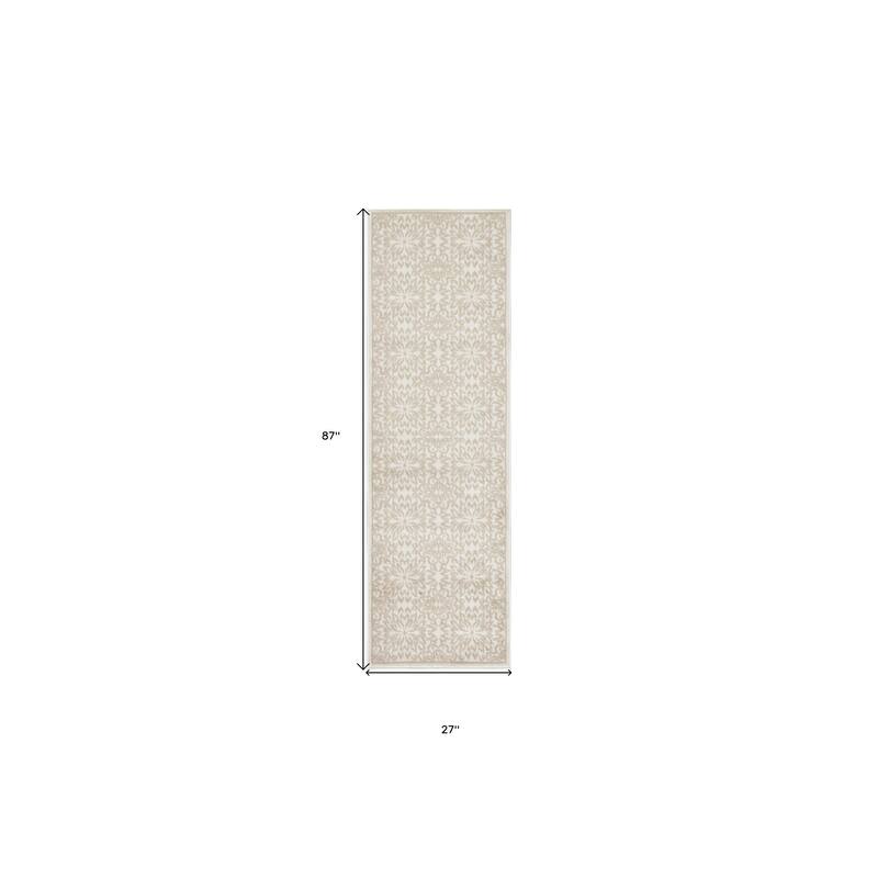 Bemoq Power Loomed Abstract Floral Traditional Stain Resistant Area Rug By HomeRoots - 87' X '27' X '0.5