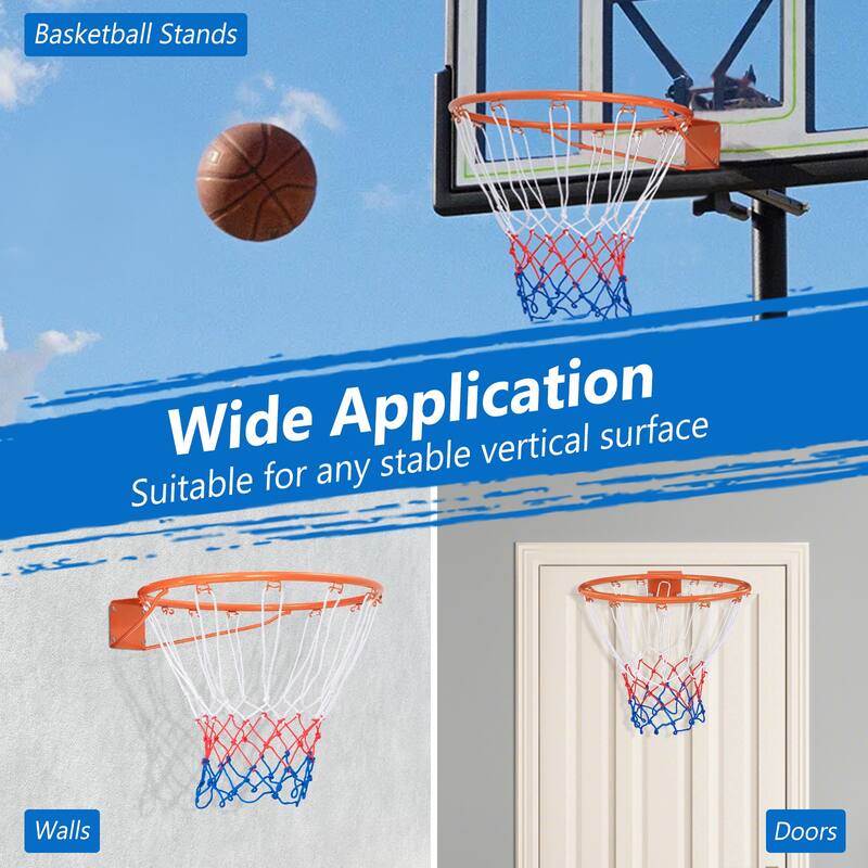 Gymax 15'' Basketball Rim Wall Door Mounted Basketball Hoop w/ All