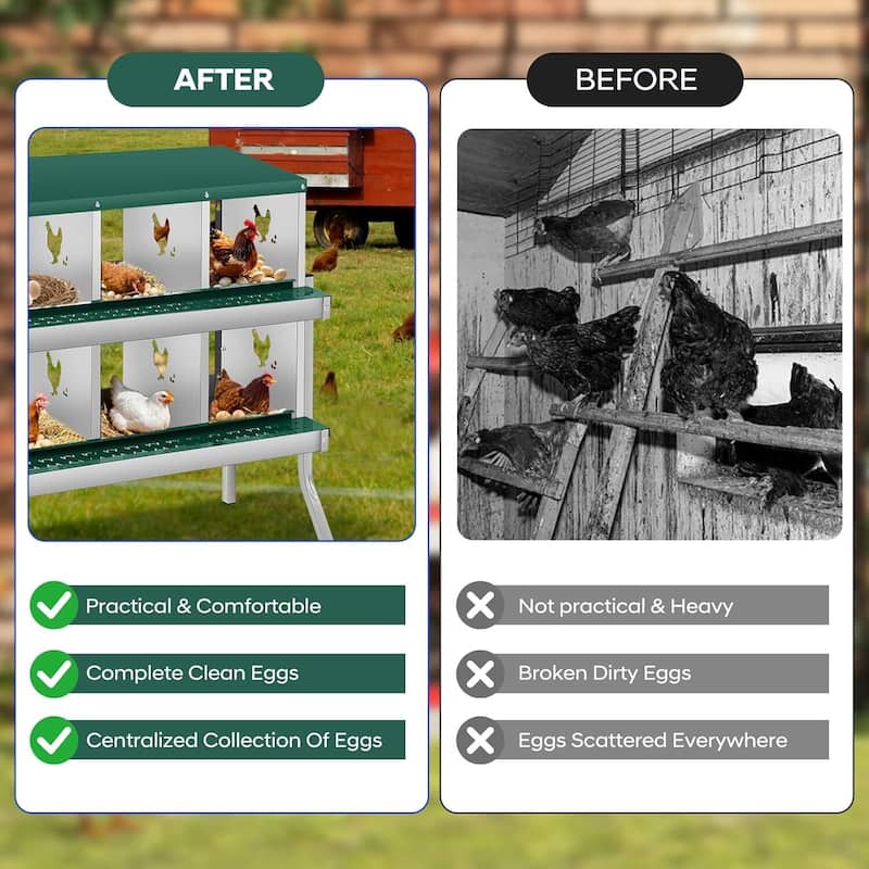 6 Compartment Nesting Box, Chicken Laying Box, with Bracket Legs