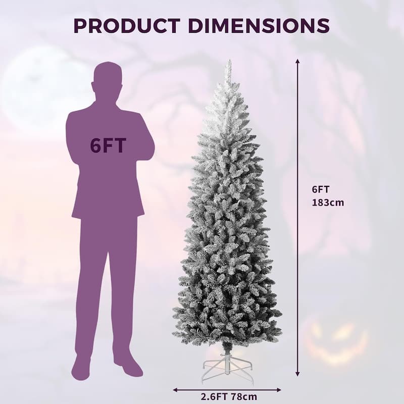 Prelit Black Gradient Snow Flocked Christmas Tree, Xmas Tree - N/A